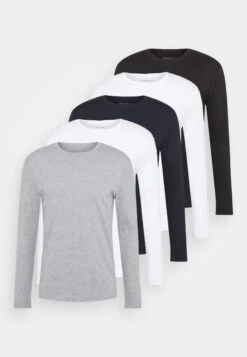 Pier One 5 Pack - Longsleeve - White/Dark Blu/Grey -mode 0040d79b22c848e294c0eb73581cab32