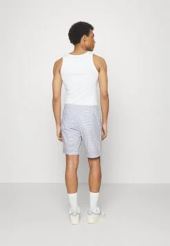 Pier One Pleated Seersucker Short - Shorts - Blue -mode 0505307b83204187a2876ecbcc2f0c68