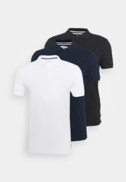 Pier One 3 Pack - Poloshirt - Black/Dark Blue/White -mode 07cf99c8248048ac91837e46ad87ad09