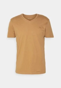 Pier One V Neck Bird Tonal 3 Pack - T-Shirt Basic - Light Brown/White/Dark Blue -mode 239be3f8d5344e18a078136b88ad5384