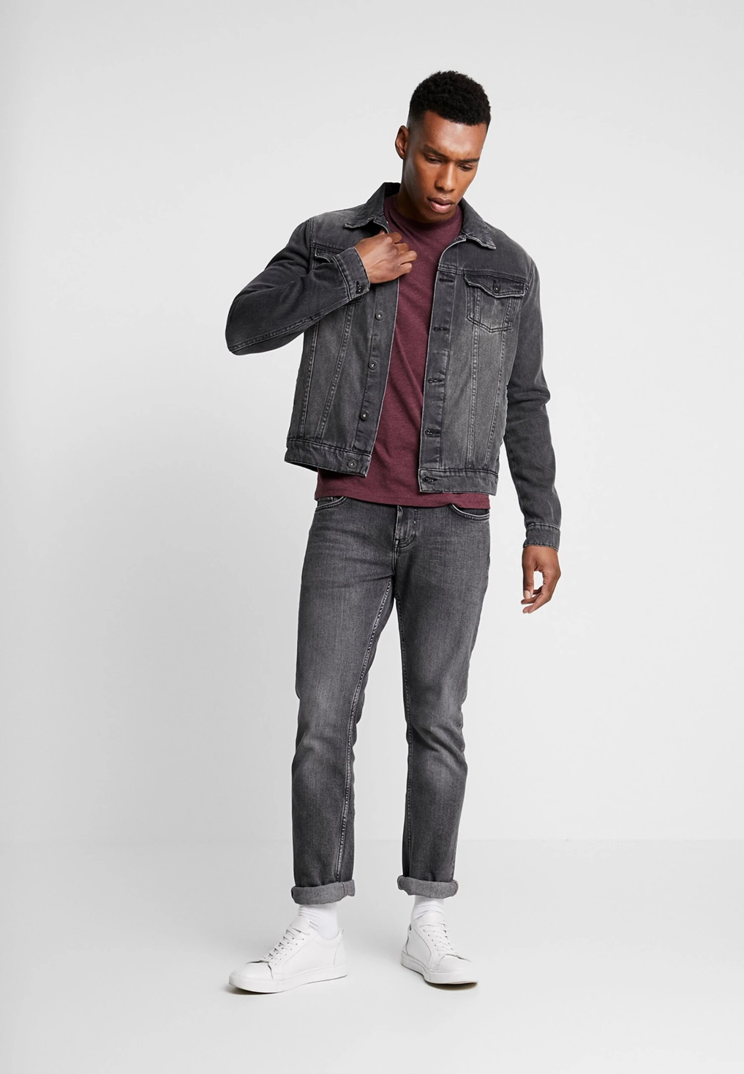 Pier One 5 Pack - T-Shirt Basic - Mottled Bordeaux/White 1 Pier One 5 Pack - T-Shirt Basic - Mottled Bordeaux/White