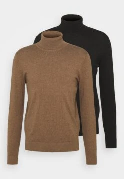 Pier One 2 Pack - Basic Turtleneck - Trui - Black/Mottled Brown -mode 3122488e084f414d9b220d1f3fd8aecc