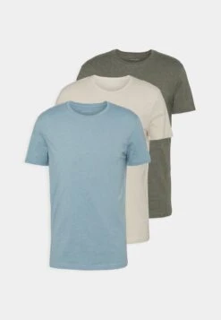 Pier One 3 Pack - T-Shirt Basic - Brown/Beige/Light Blue -mode 6207198c93254405a2ac3fe4191f041d