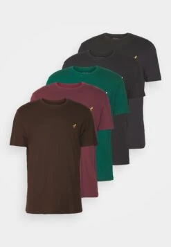 Pier One 5 Pack - T-Shirt Basic - Bordeaux/Dark Green/Dark Blue -mode 695ee0a9459c4064b966a3f795bf7133