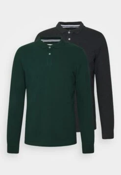 Pier One Long Sleeve 2 Pack- Poloshirt - Dark Grey/Khaki -mode 797d6a7ee480495b8e72e1155193494c