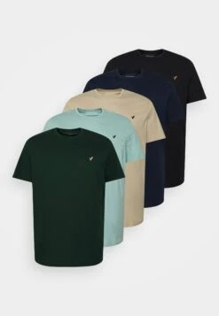 Pier One 5 Pack - T-Shirt Basic - Dark Green/Beige/Light Blue -mode 7af36362bd71478faf64c035d446b9b1