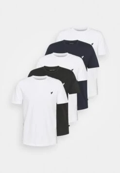 Pier One 5 Pack - T-Shirt Basic - White/Black/Dark Blue -mode 8041bfdceeaa4d4a9a850e92a8c64783