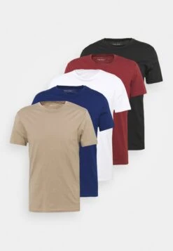 Pier One 5 Pack - T-Shirt Basic - White/Black/Bordeaux -mode 821a9428a35f403f8260cec51cee307c