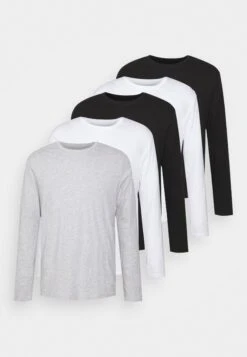Pier One 5 Pack - Longsleeve - Light Grey/White/Black -mode 89a801e7bd5f4f2d8a995f5d7c394e4a