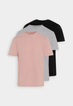 Pier One 3 Pack - T-Shirt Basic - Mottled Light Grey/Pink/Black -mode 99867f7702c549b5b66de9a87bff9eae
