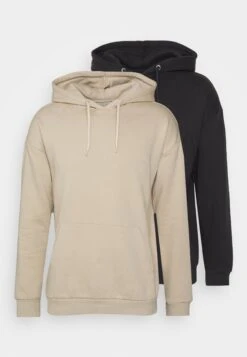 Pier One 2 Pack - Hoodie - Black/ Beige -mode a84a4ef05979475782ac39c6c8ef241b