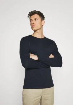 Pier One 2 Pack - Longsleeve - Dark Blue/Mottled Grey -mode b420109f082c43d2a24914f5e6ed3c25