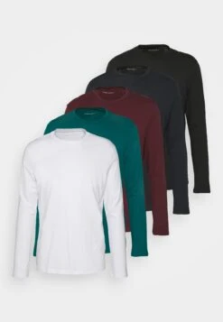 Pier One 5 Pack - Longsleeve - White/Dark Blue/Black -mode d83220e9e54d43fcb8998bbd6af96e96