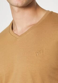 Pier One V Neck Bird Tonal 3 Pack - T-Shirt Basic - Light Brown/White/Dark Blue -mode dbb41cfafe134396801079ad8aaa0b0b
