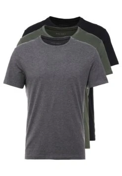 Pier One 3 Pack - T-Shirt Basic - Black/Grey/Green -mode df840033a7f04afda15f16c48ba7762b