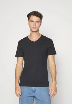 Pier One V Neck Bird Tonal 3 Pack - T-Shirt Basic - Light Brown/White/Dark Blue -mode e08d0778ecd941aa94fa4e322df34f7c