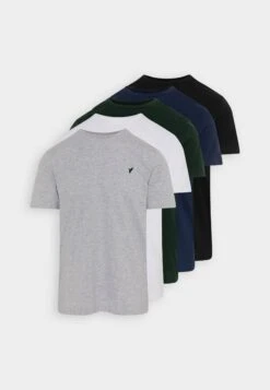 Pier One 5 Pack - T-Shirt Basic - White/Ark Green/Blue -mode ec9f5ea8a1c14a7d833423c8e43ff5c2