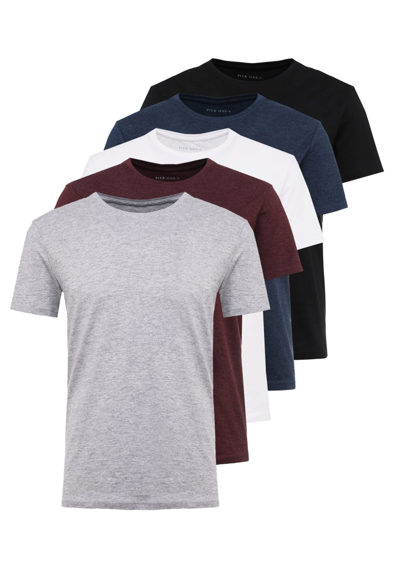 Pier One 5 Pack - T-Shirt Basic - Mottled Bordeaux/White 6 Pier One 5 Pack - T-Shirt Basic - Mottled Bordeaux/White - Afbeelding 6